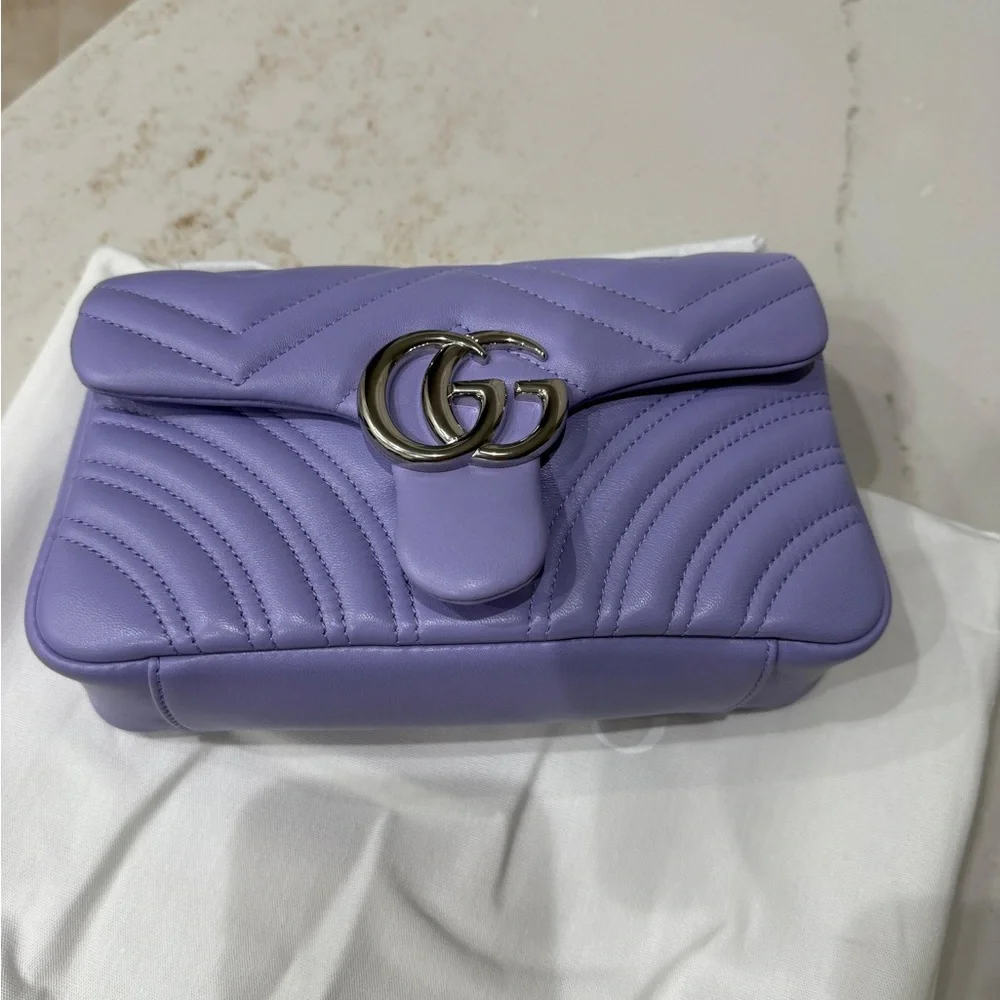 Gucci Light Purple Quilted Chain Shoulder Bag - Picture 9 of 16